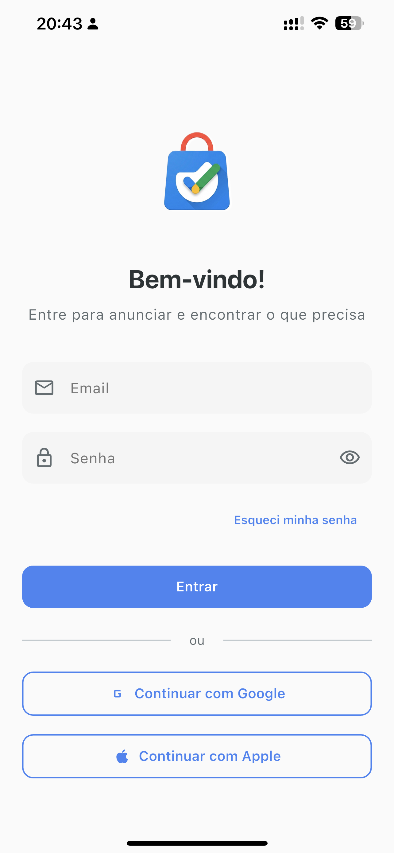 Tela inicial do Tá Feito