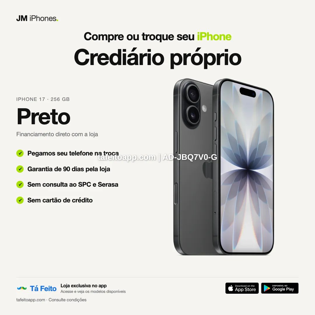 iPhone 17 128GB Preto - R$ 6.700,00 | Tá Feito