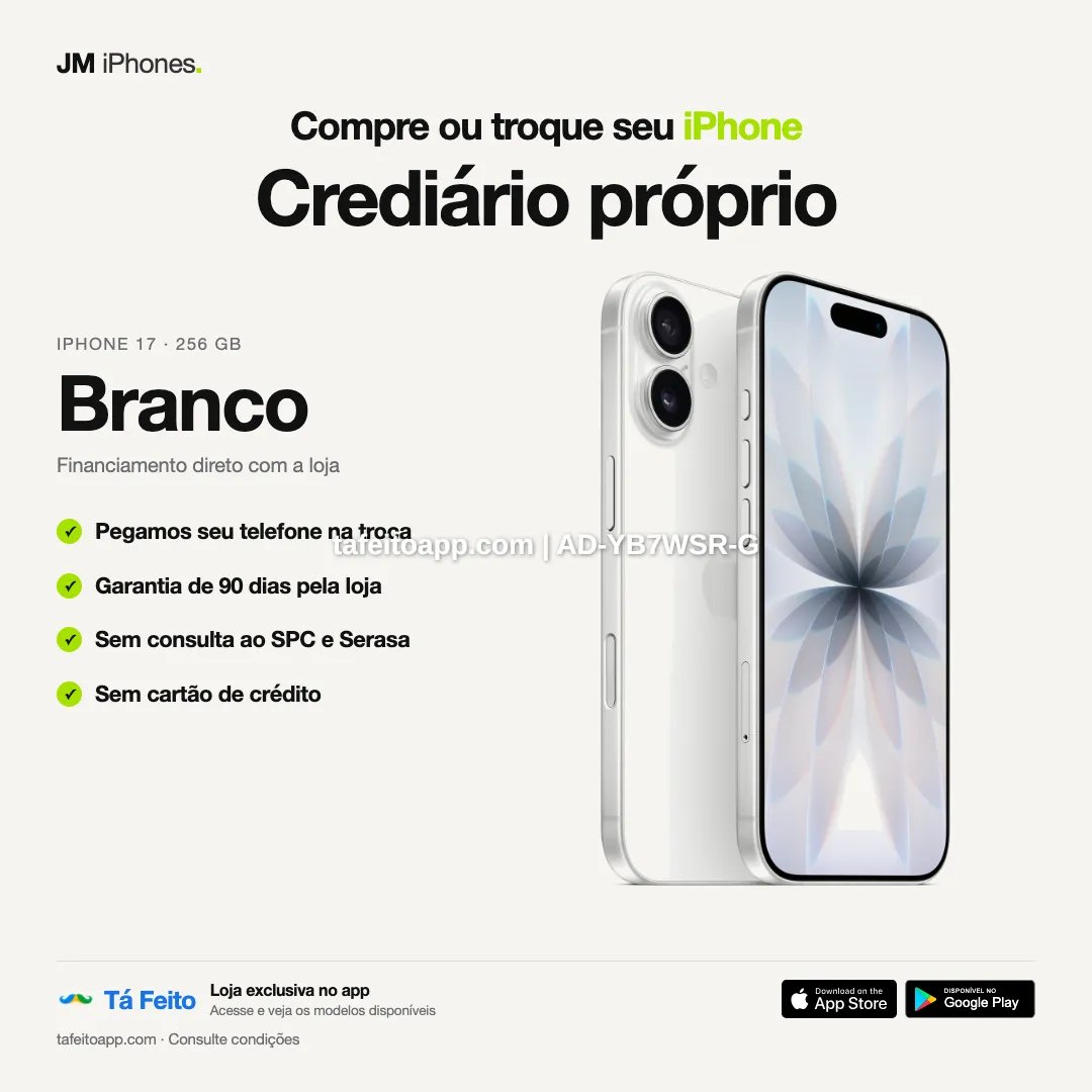 iPhone 17 128GB Branco - R$ 6.700,00 | Tá Feito