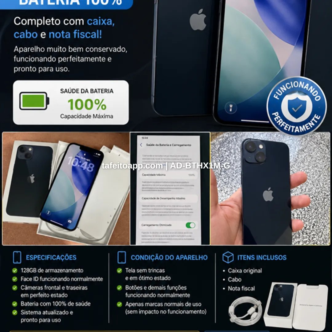 iPhone 13 - 128GB midnight(preto) - R$ 1.900,00 | Tá Feito