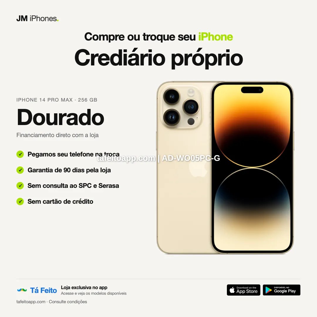 iPhone 14 Pro Max 256GB Dourado - R$ 5.400,00 | Tá Feito