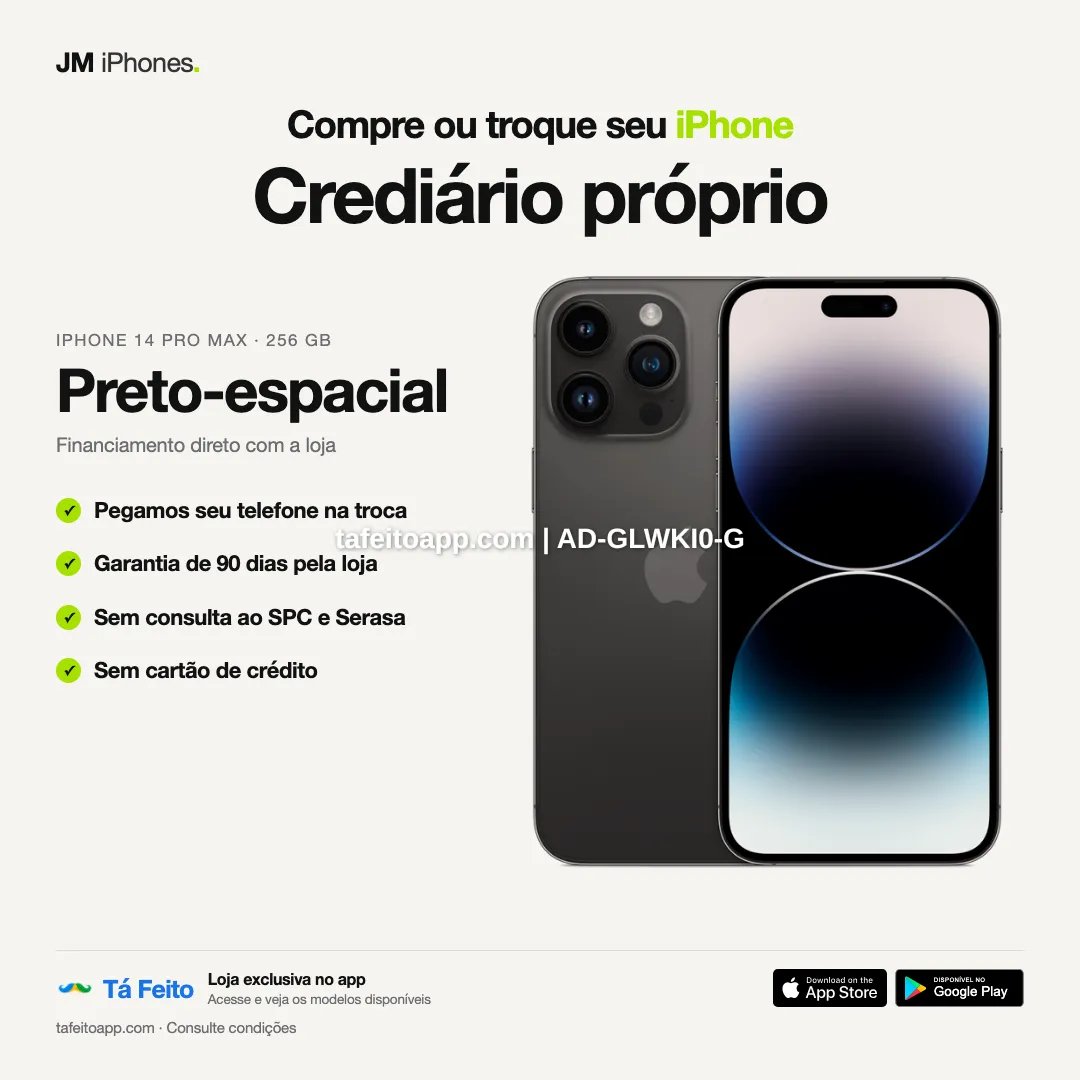 iPhone 14 Pro Max 256GB Preto Espacial - R$ 5.400,00 | Tá Feito