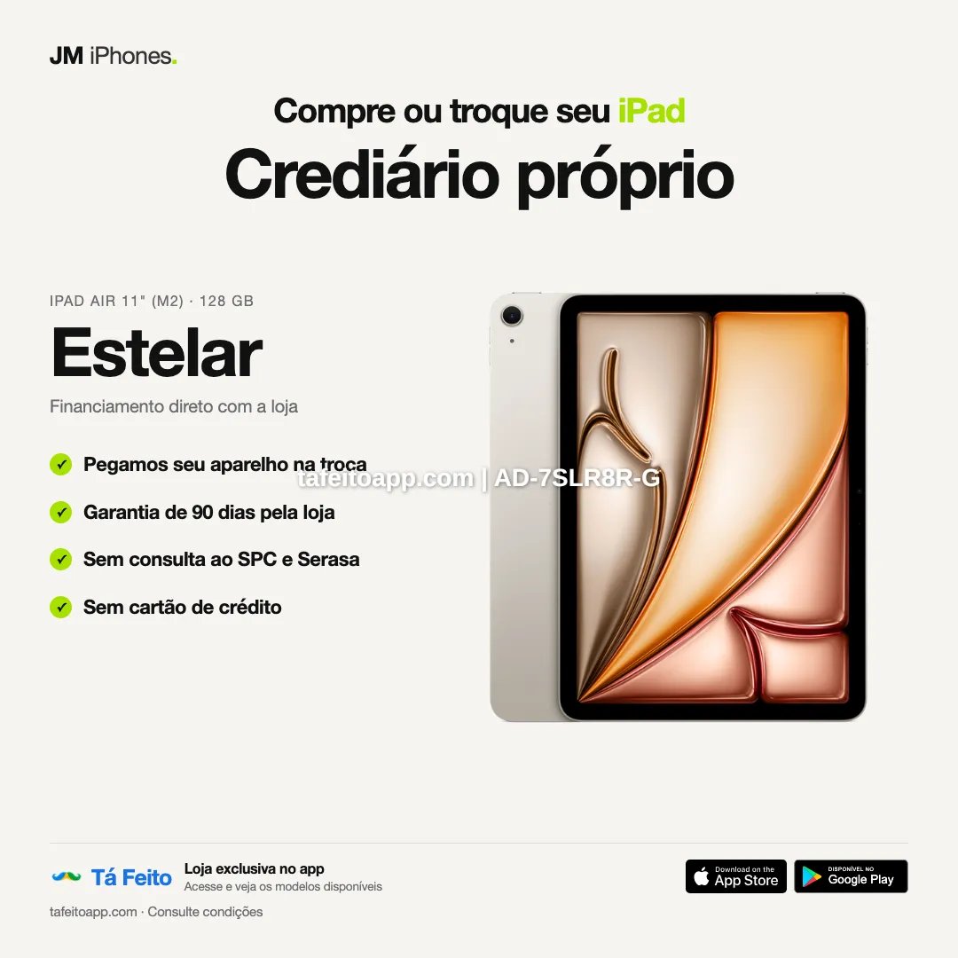 iPad Air M2 11 128GB Estelar - R$ 5.200,00 | Tá Feito