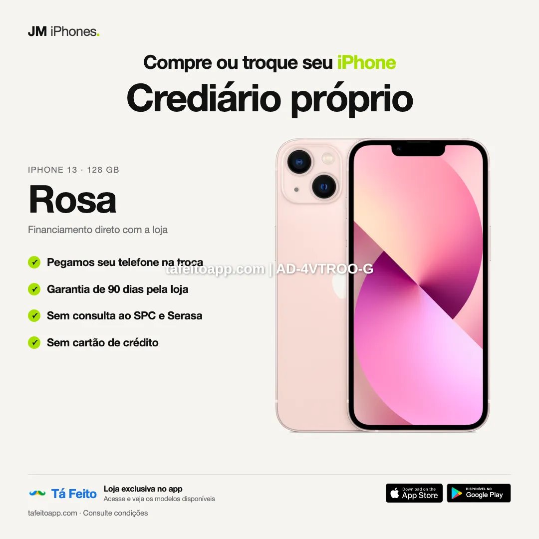 iPhone 13 128GB Rosa - R$ 3.100,00 | Tá Feito