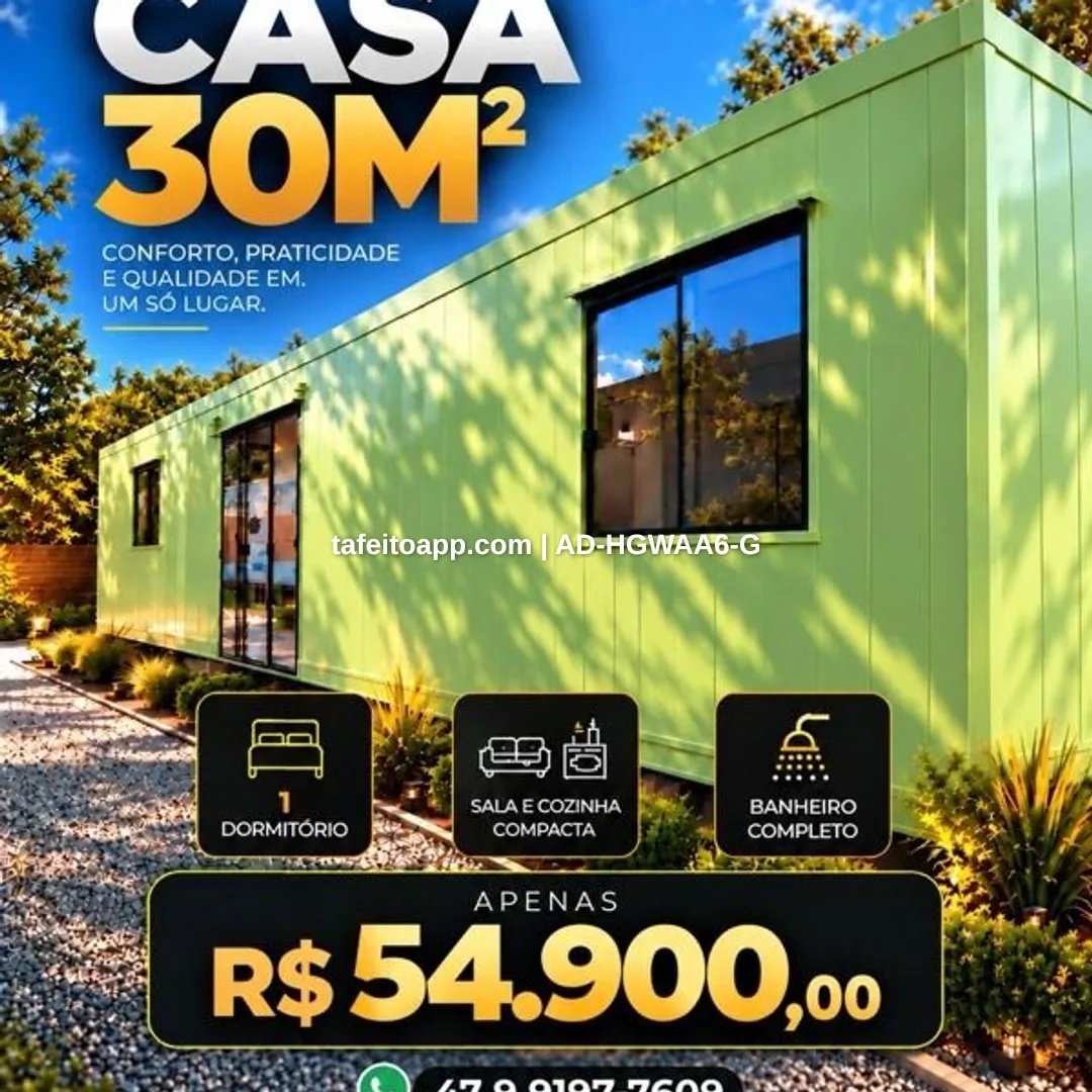 casa container - 01 dormitório - R$ 54.900,00 | Tá Feito