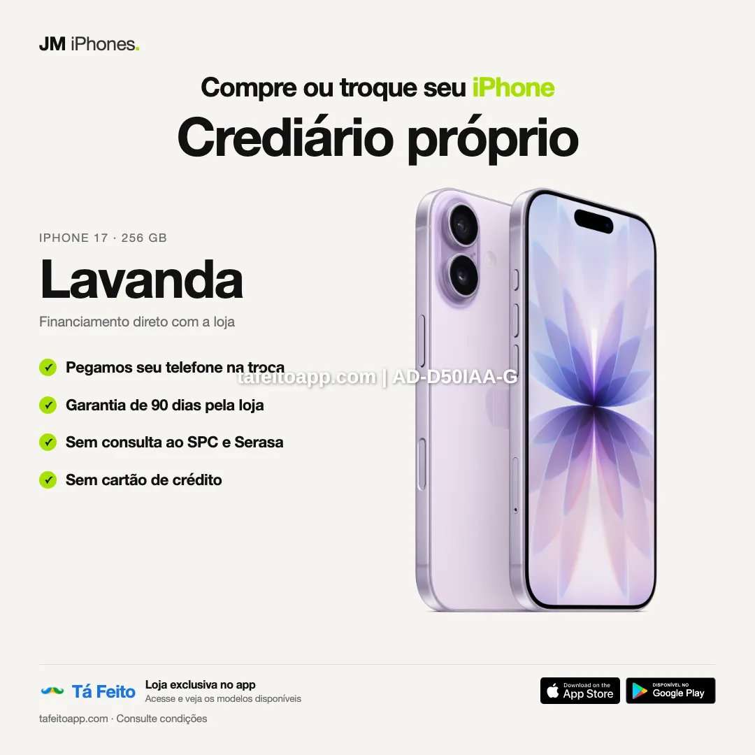 iPhone 17 128GB Lavanda - R$ 6.700,00 | Tá Feito