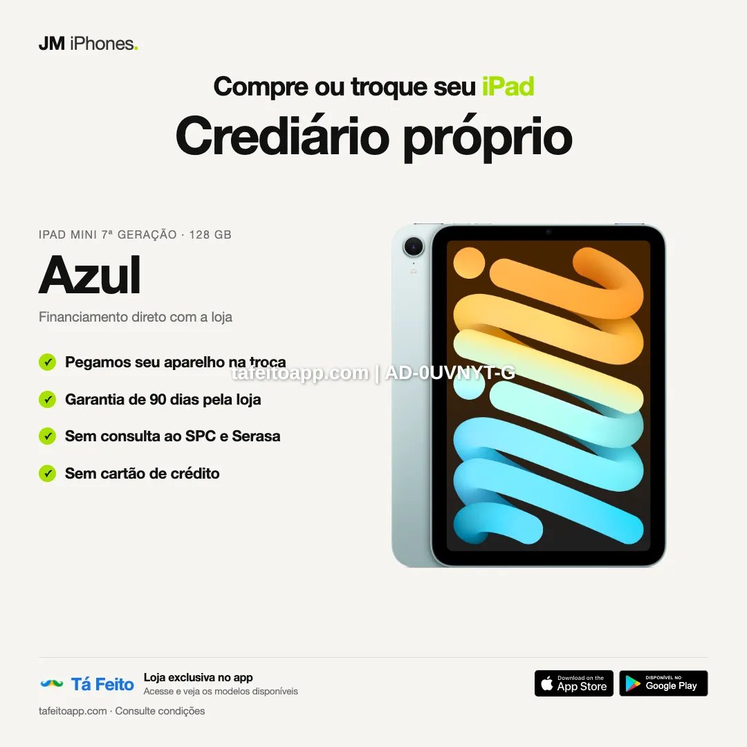 iPad mini 7a geracao 128GB Azul - R$ 4.500,00 | Tá Feito