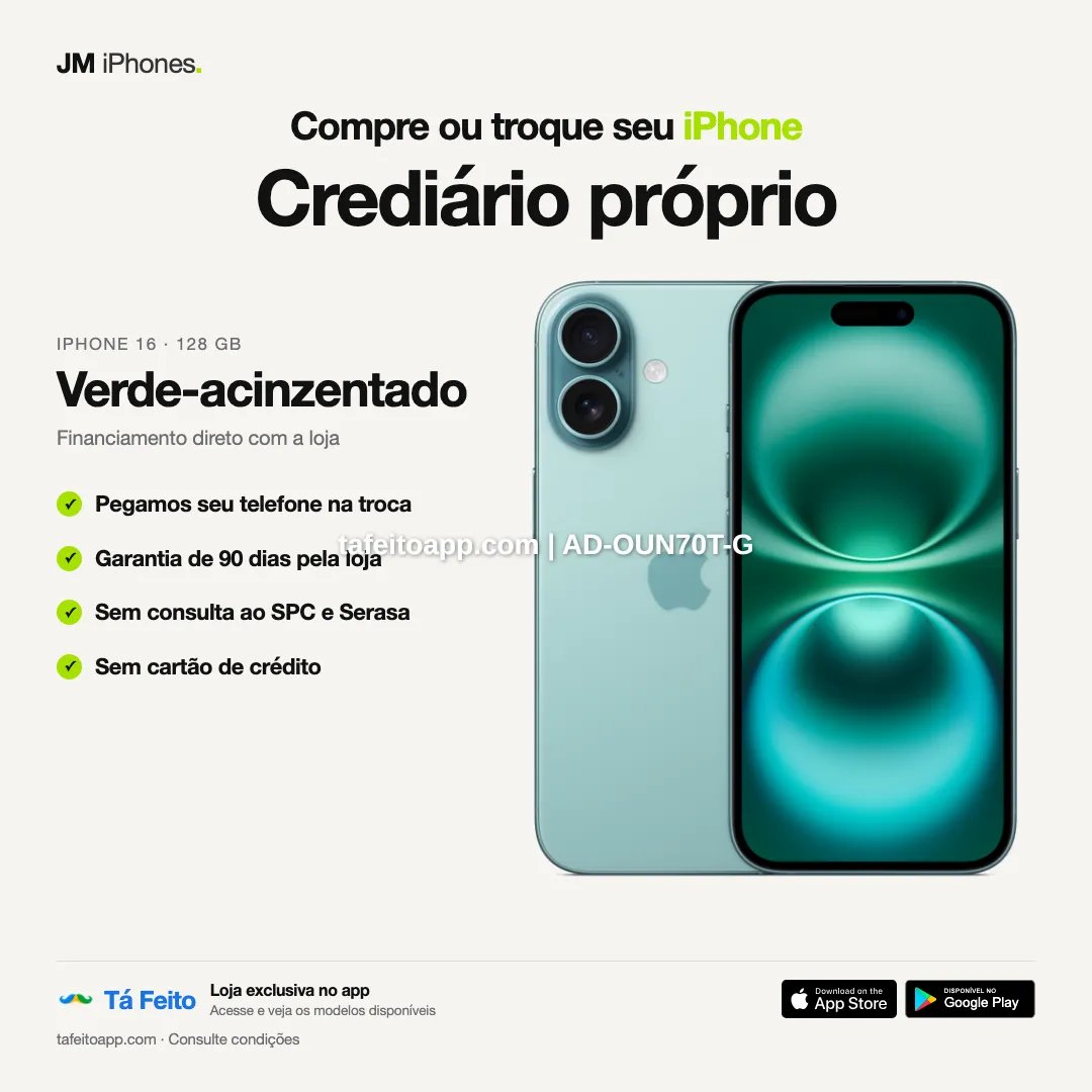 iPhone 16 128GB Verde Acinzentado - R$ 5.600,00 | Tá Feito