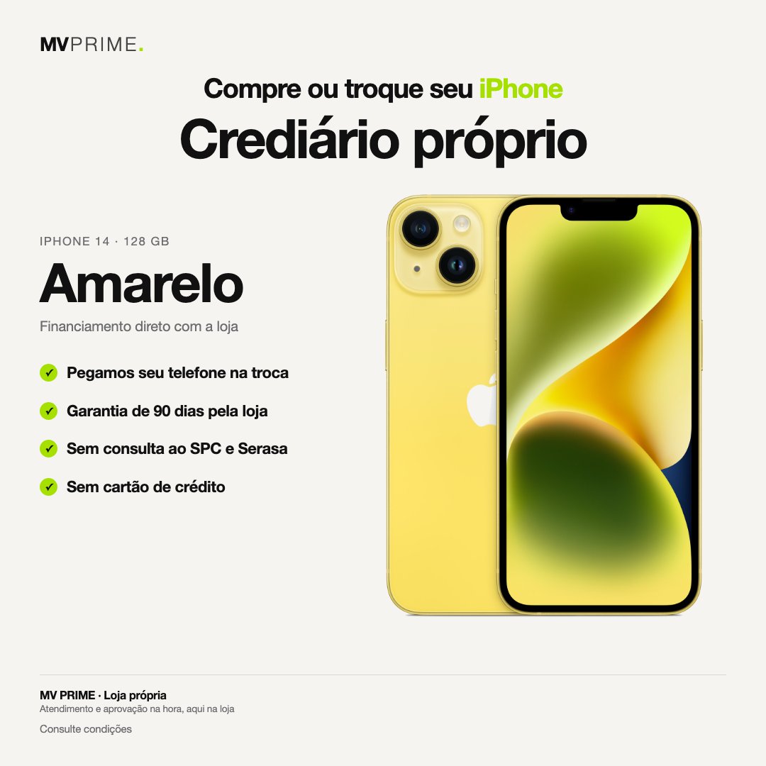 iPhone 14 128GB Amarelo - R$ 3.700,00 | Tá Feito