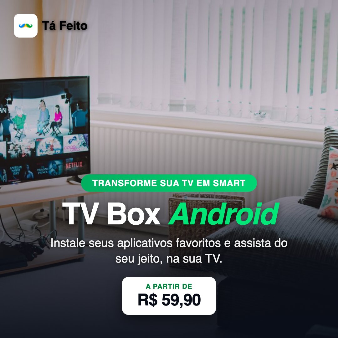 TV Box Android - Transforme sua TV em Smart - R$ 59,90 | Tá Feito
