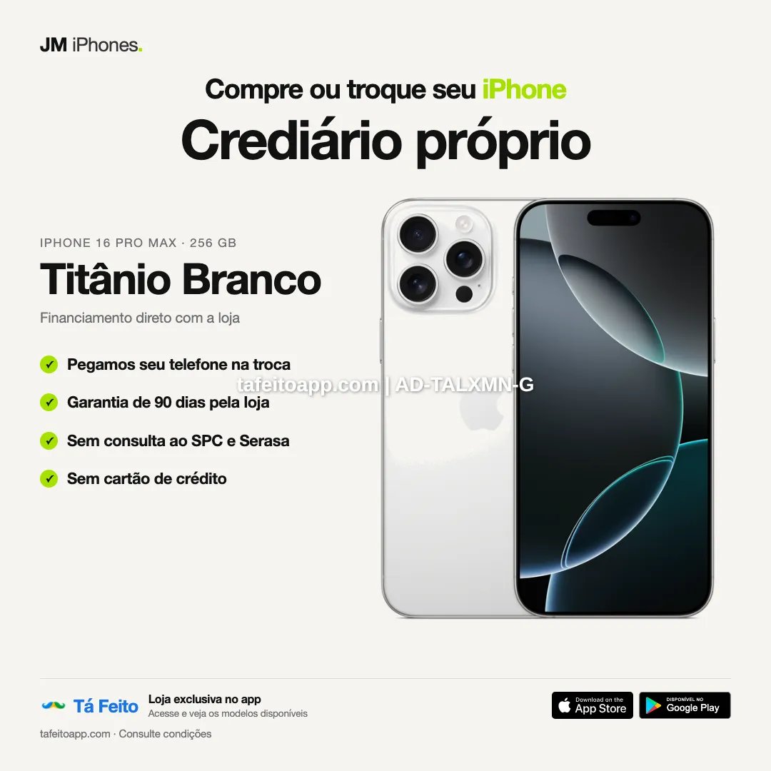 iPhone 16 Pro Max 256GB Titânio Branco - R$ 8.200,00 | Tá Feito