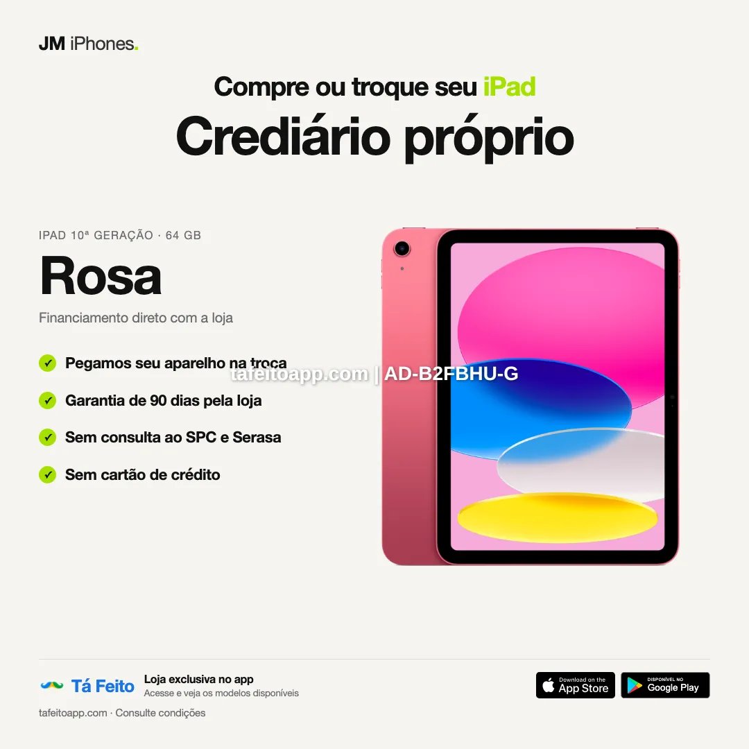 iPad 10a geracao 64GB Rosa - R$ 2.800,00 | Tá Feito