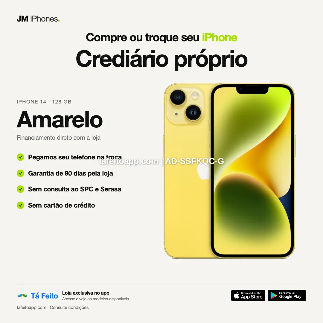 iPhone 14 128GB Amarelo - R$ 3.700,00 | Tá Feito