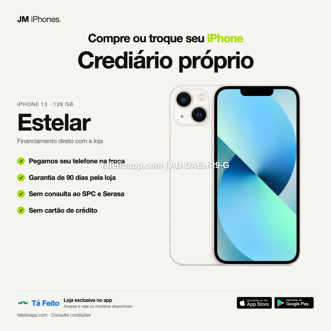 iPhone 13 128GB Estelar - R$ 3.100,00 | Tá Feito
