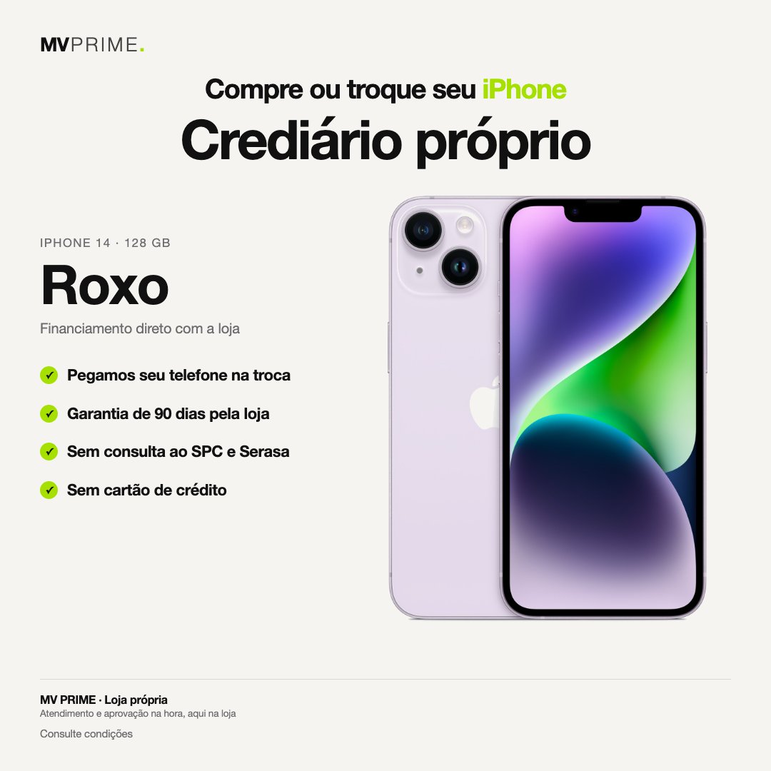 iPhone 14 128GB Roxo - R$ 3.700,00 | Tá Feito