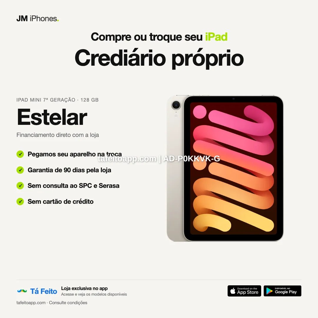 iPad mini 7a geracao 128GB Estelar - R$ 4.500,00 | Tá Feito