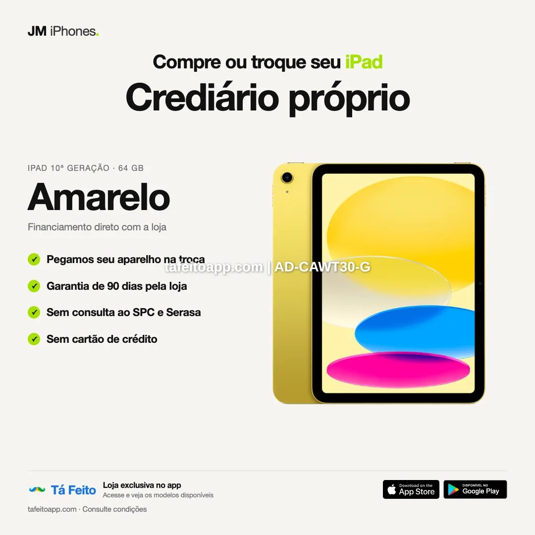 iPad 10a geracao 64GB Amarelo - R$ 2.800,00 | Tá Feito