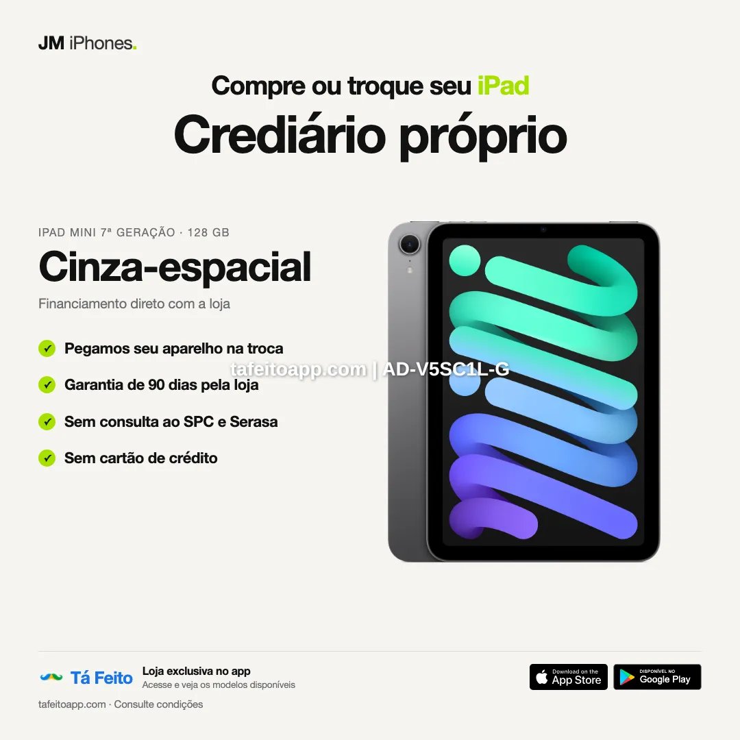iPad mini 7a geracao 128GB Cinza Espacial - R$ 4.500,00 | Tá Feito