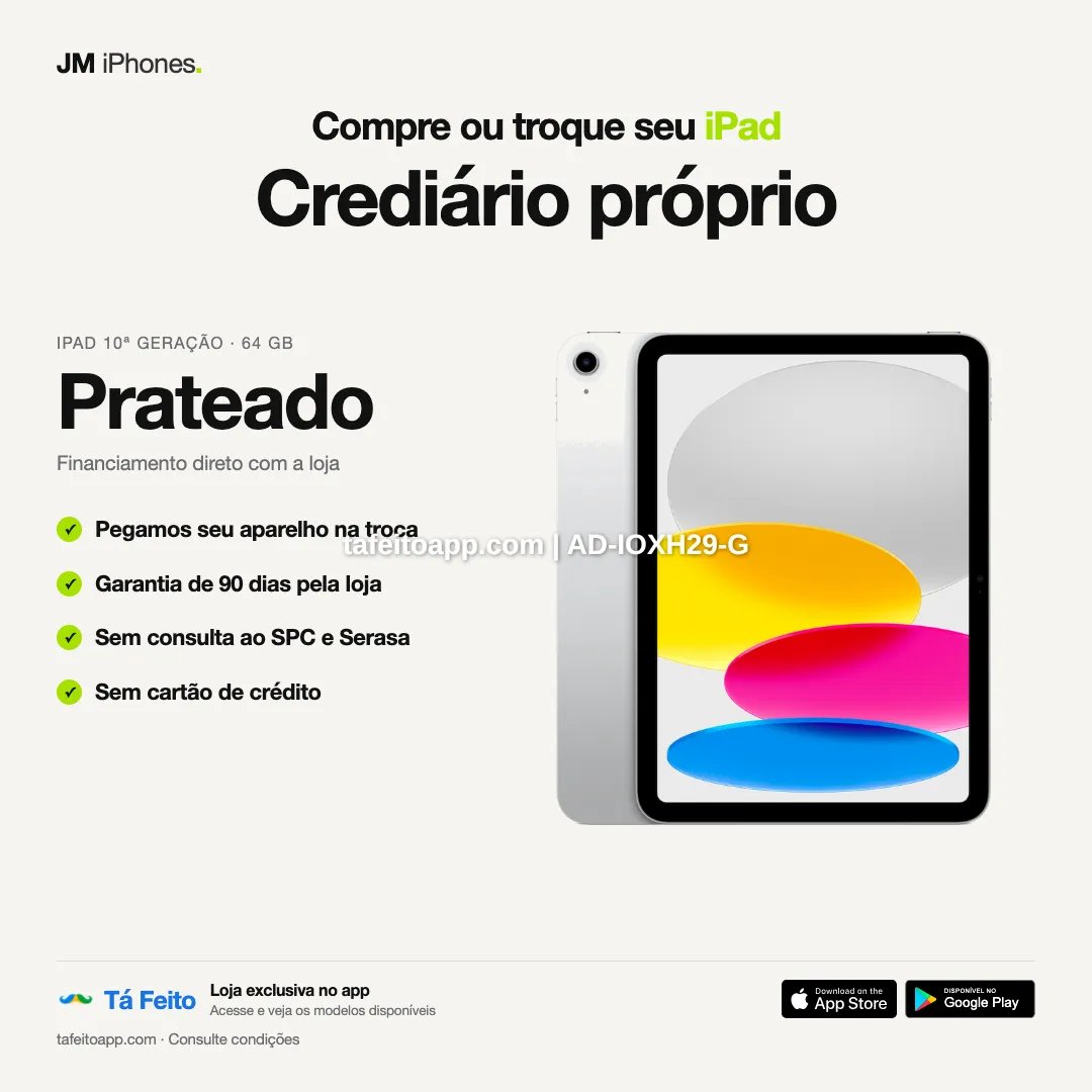 iPad 10a geracao 64GB Prateado - R$ 2.800,00 | Tá Feito