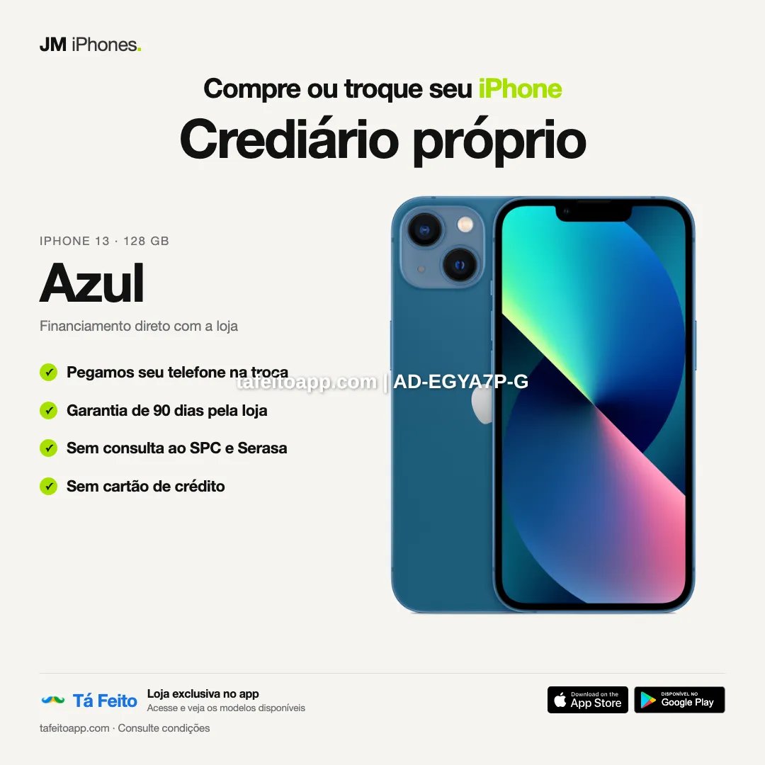 iPhone 13 128GB Azul - R$ 3.100,00 | Tá Feito