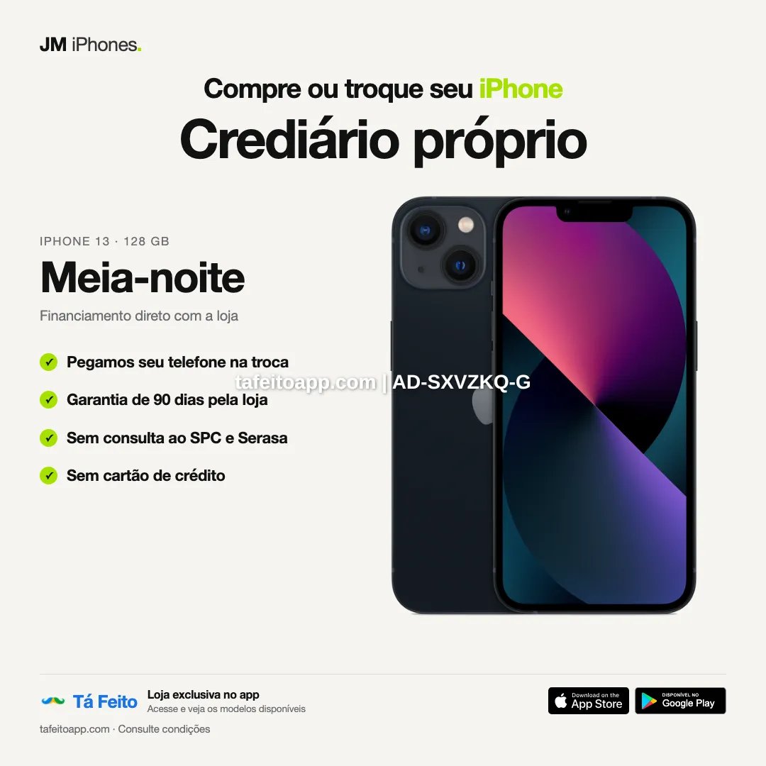 iPhone 13 128GB Meia-noite - R$ 3.100,00 | Tá Feito