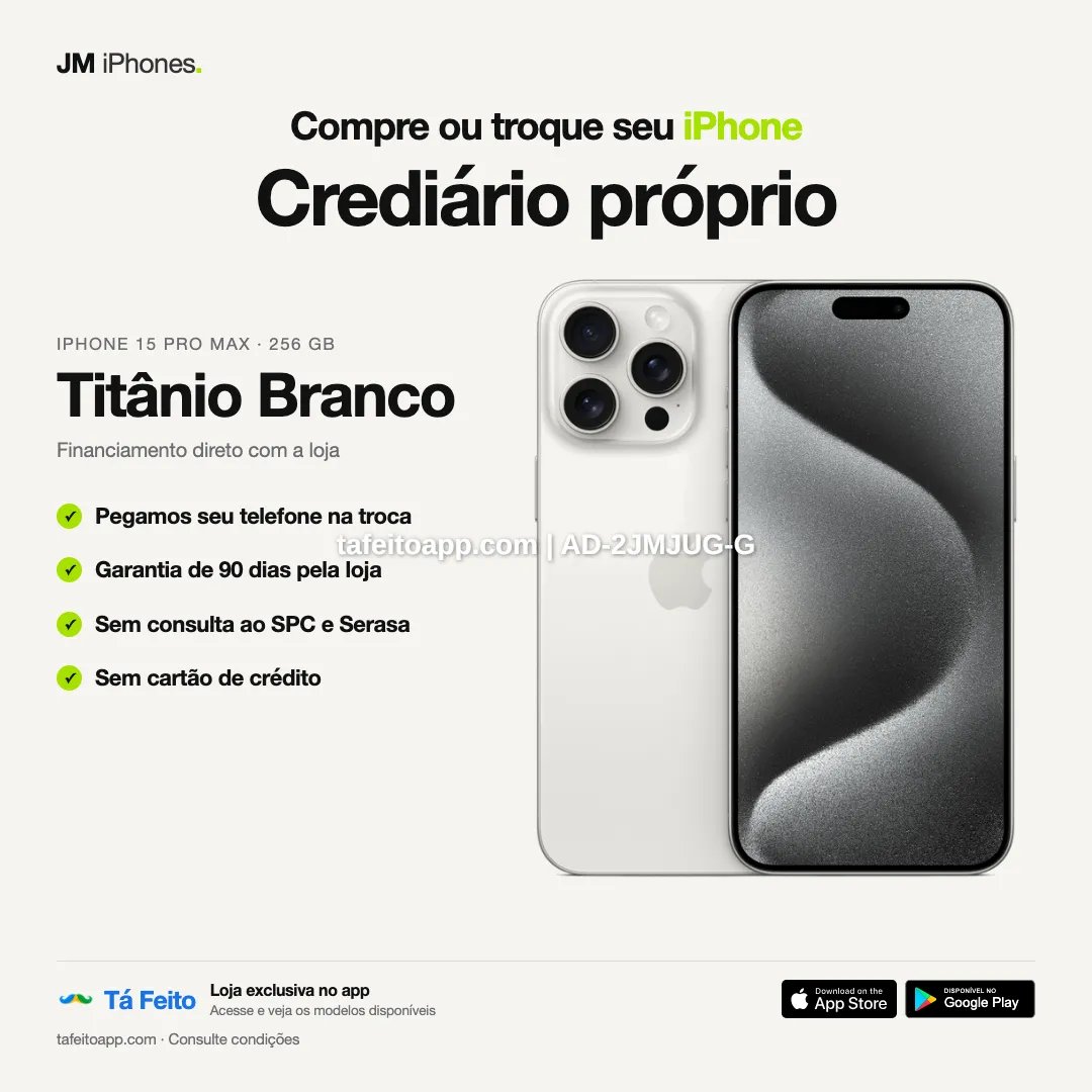 iPhone 15 Pro Max 256GB Titânio Branco - R$ 6.400,00 | Tá Feito