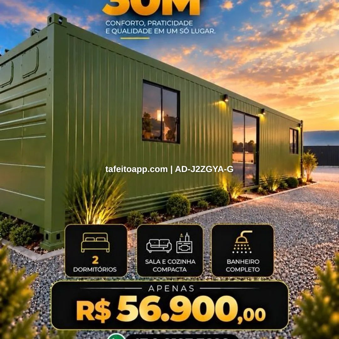 casa container 02 dormitórios - R$ 56.900,00 | Tá Feito