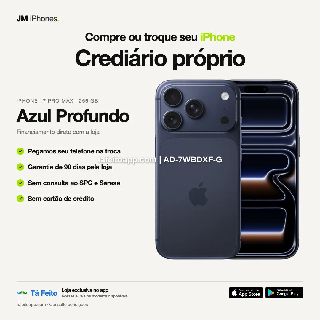 iPhone 17 Pro Max 256GB Azul Profundo - R$ 8.500,00 | Tá Feito