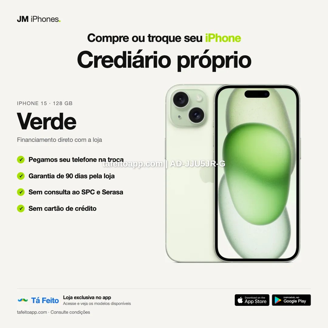 iPhone 15 128GB Verde - R$ 4.400,00 | Tá Feito
