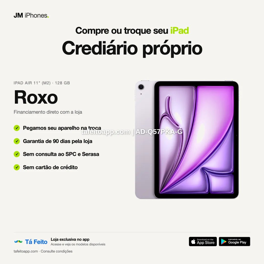 iPad Air M2 11 128GB Roxo - R$ 5.200,00 | Tá Feito