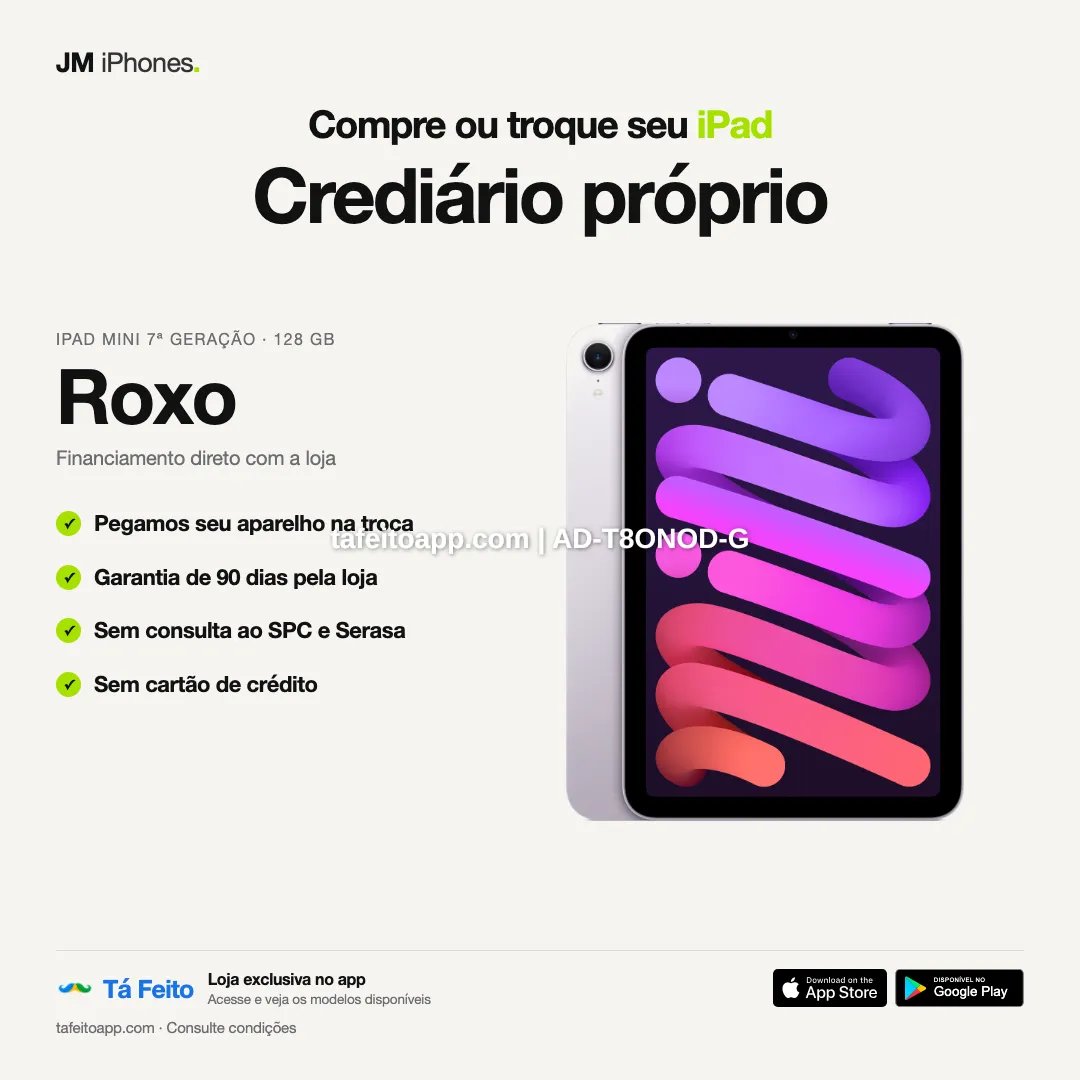 iPad mini 7a geracao 128GB Roxo - R$ 4.500,00 | Tá Feito